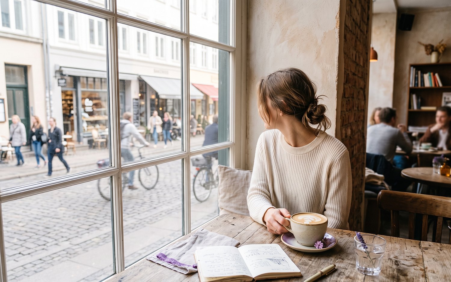 A quiet morning coffee by a sunlit window