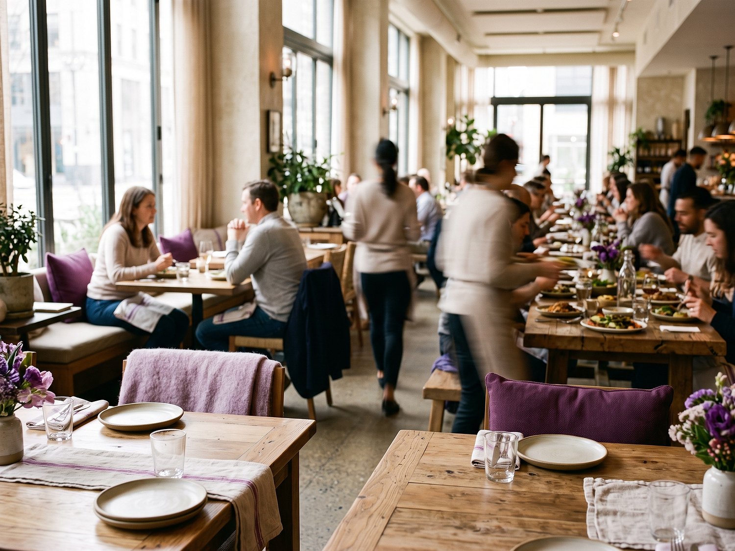 A warm inviting dining room glimpsed drifting past